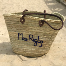 Load image into Gallery viewer, LARGE PERSONALISED BASKET - LEATHER HANDLES