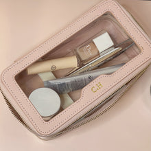 Load image into Gallery viewer, LEATHER DOUBLE LAYER COSMETIC  BAG  - SAFFIANO LEATHER( MADE TO ORDER)