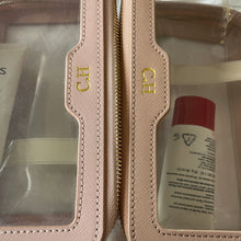 Load image into Gallery viewer, LEATHER DOUBLE LAYER COSMETIC  BAG  - SAFFIANO LEATHER( MADE TO ORDER)