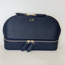 Load image into Gallery viewer, PERSONALISED MAKEUP BAG WITH JEWELLERY ORGANISER - VEGAN LEATHER ( PRE-ORDER)