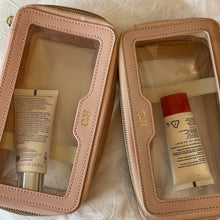 Load image into Gallery viewer, LEATHER DOUBLE LAYER COSMETIC  BAG  - SAFFIANO LEATHER( MADE TO ORDER)