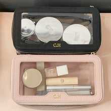 Load image into Gallery viewer, LEATHER DOUBLE LAYER COSMETIC  BAG  - SAFFIANO LEATHER( MADE TO ORDER)