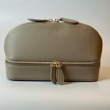 Load image into Gallery viewer, PERSONALISED MAKEUP BAG WITH JEWELLERY ORGANISER - VEGAN LEATHER ( PRE-ORDER)