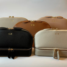 Load image into Gallery viewer, PERSONALISED MAKEUP BAG WITH JEWELLERY ORGANISER - VEGAN LEATHER ( PRE-ORDER)