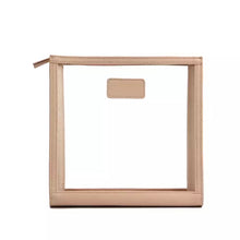 Load image into Gallery viewer, SQUARE LEATHER AND PVC COSMETIC  BAG  - SMOOTH LEATHER( PRE-ORDER)