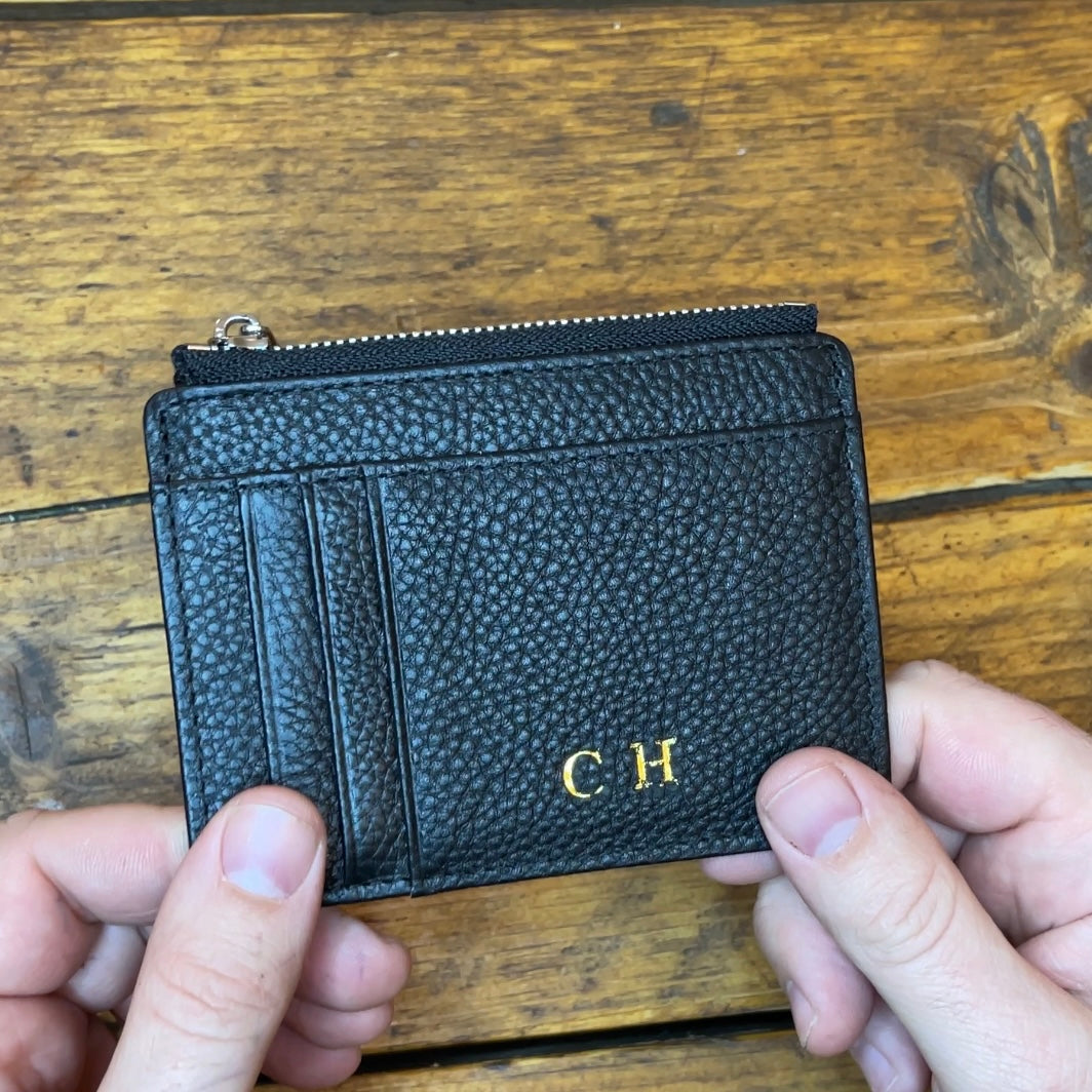 Leather Zip Card Case Wallet