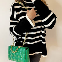 Load image into Gallery viewer, Stripe roll neck jumper - Black