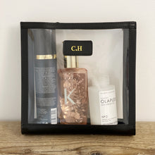 Load image into Gallery viewer, SQUARE LEATHER AND PVC COSMETIC  BAG  - SMOOTH LEATHER( PRE-ORDER)