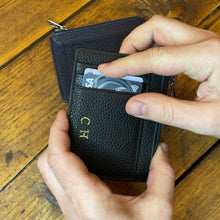 Load image into Gallery viewer, LEATHER CARD HOLDER WITH ZIP WALLET- PERSONALISED (MADE TO ORDER)