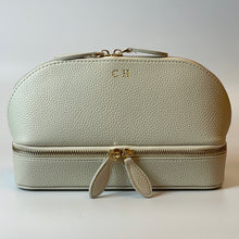 Load image into Gallery viewer, PERSONALISED MAKEUP BAG WITH JEWELLERY ORGANISER - VEGAN LEATHER ( PRE-ORDER)