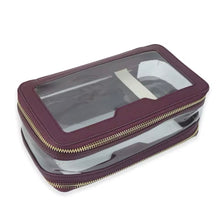 Load image into Gallery viewer, LEATHER DOUBLE LAYER COSMETIC  BAG  - SAFFIANO LEATHER( MADE TO ORDER)