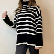 Load image into Gallery viewer, Stripe roll neck jumper - Black