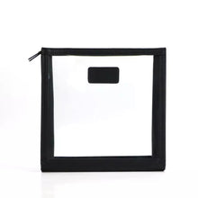Load image into Gallery viewer, SQUARE LEATHER AND PVC COSMETIC  BAG  - SMOOTH LEATHER( PRE-ORDER)