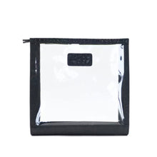 Load image into Gallery viewer, SQUARE LEATHER AND PVC COSMETIC  BAG  - PATTERNED LEATHER( PRE-ORDER)
