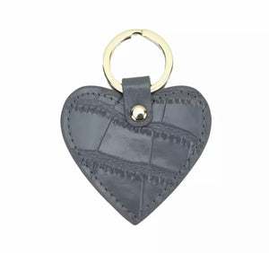 LEATHER HEART MOCK CRO PERSONALISED KEYRING (MADE TO ORDER)