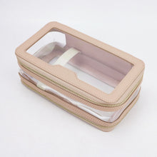 Load image into Gallery viewer, LEATHER DOUBLE LAYER COSMETIC  BAG  - SAFFIANO LEATHER( MADE TO ORDER)