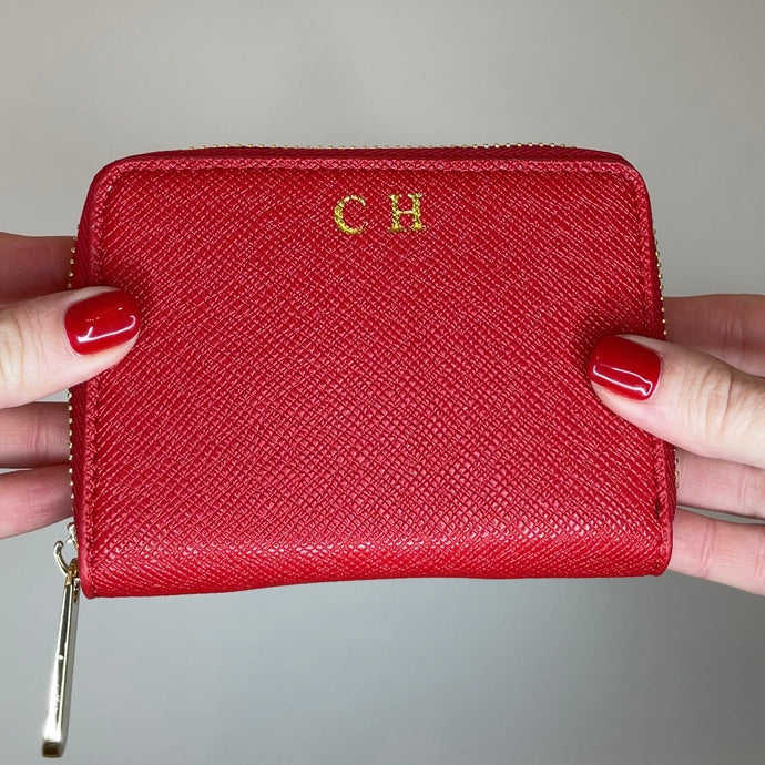 LEATHER ZIPPED COIN PURSE - PERSONALISED (MADE TO ORDER)