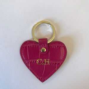 LEATHER HEART MOCK CRO PERSONALISED KEYRING (MADE TO ORDER)