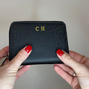 LEATHER ZIPPED COIN PURSE - PERSONALISED (MADE TO ORDER)
