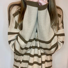 Load image into Gallery viewer, Stripe roll neck jumper - Biscuit