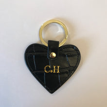 Load image into Gallery viewer, LEATHER HEART MOCK CRO PERSONALISED KEYRING (MADE TO ORDER)