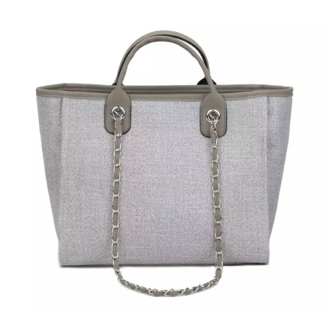 GREY CANVAS TOTE BAG