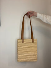 Load image into Gallery viewer, RAFFIA TOTE WITH LONG LEATHER HANDLES (PRE-ORDER)
