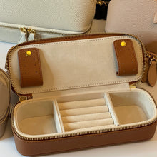 Load image into Gallery viewer, PERSONALISED MAKEUP BAG WITH JEWELLERY ORGANISER - VEGAN LEATHER ( PRE-ORDER)